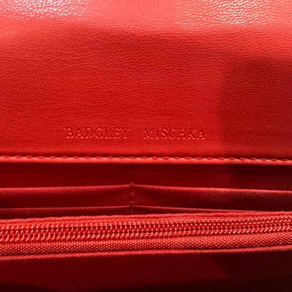 Badgley Mischka Quilted Crossbody Bag Designer Purse with Studs; Color - Red - Picture 4 of 7